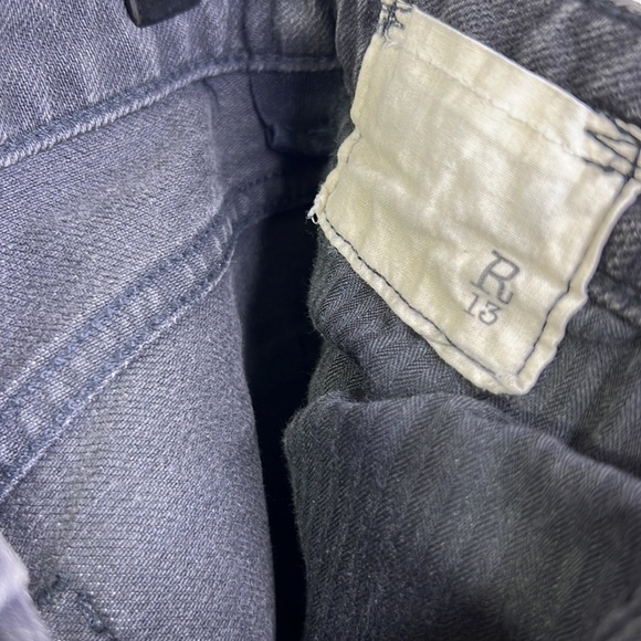 R13 JAPANESE DENIM KNEE CHAPS SHREDDED BLACK  & LEATHER SZ 24 - Picture 8 of 12